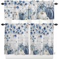 thumbnail image 1 of Green Eucalyptus Leaves Kitchen Curtains, Retro Floral 3-Piece Kitchen Curtain Valance and Tiers Set 36 Inch Length, Rustic Botanical Rod Pocket Half Window Curtains for Cafe Living Room Bathroom, 1 of 6
