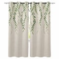 thumbnail image 1 of Green Eucalyptus Leaves Kitchen Curtains Rustic Weep Botanical Leaf Beige Cafe Short Curtains for Bathroom Blackout Window Curtain Small Window Treatment Drapes for Bedroom Living Room 42"x45"x2, 1 of 9