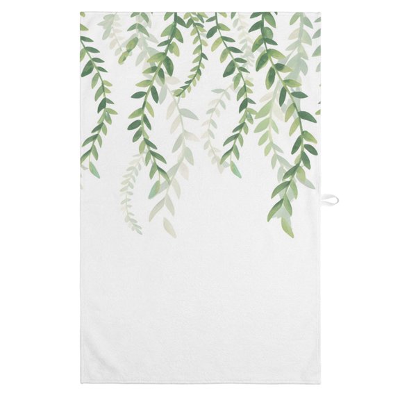 Green Eucalyptus Leaves Kitchen Towels, Absorbent Microfiber Kitchen Dish Hand Tea Bath Towel, Pastoral Weep Botanical Leaf Quick Dry Cleaning Cloth Dishclothes Decorative Sets, (1-PC, 18x28)