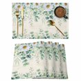 thumbnail image 1 of Green Eucalyptus Leaves Placemats Set of 6, Spring Daily Flowers Plants Beige Placemats for Dining Table, Place Mats for Kitchen Tabletop, Waterproof Wipeable Dining Table Mats Set, 1 of 9