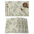 thumbnail image 1 of Green Eucalyptus Leaves Placemats Set of 6 Spring Watercolor Plant Textured Place Mats Indoor Wipeable Table Mats Washable Cloth Dining Table Placemats for Kitchen Holiday Party Home Decor 13x19 Inch, 1 of 9