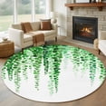 thumbnail image 1 of Green Eucalyptus Leaves Round Living Room Rugs 6 ft, Summer Watercolor Plants Washable Area Rug with Non-Slip Sturdy Edge Binding Round Carpet for Kitchen Office Bedroom, 1 of 9