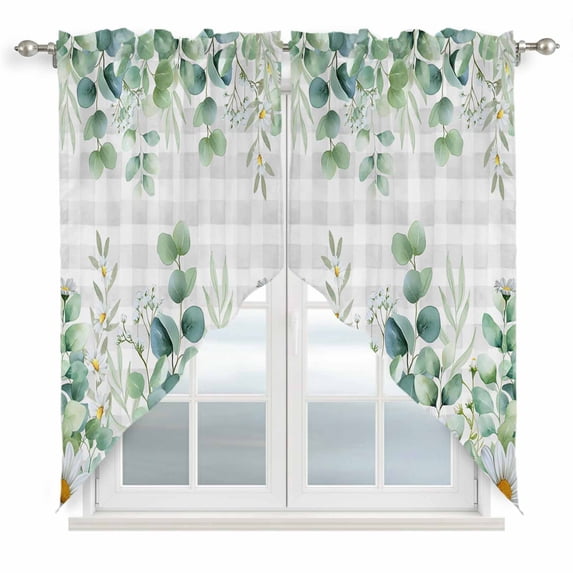 Curated visual reference: Green Eucalyptus Leaves Swag Curtains For Living Room Bedroom Daisy Photo Inspiration