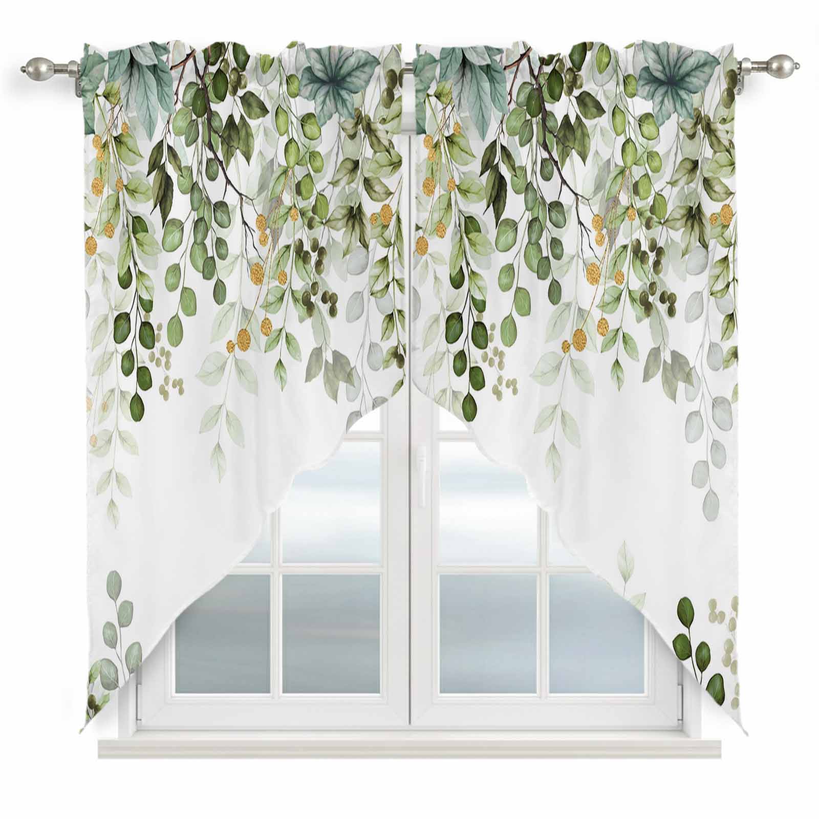 Photo inspiration: Visual Reference: Green Eucalyptus Leaves Swag Curtains Summer Botanical Weeping Swag