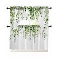 thumbnail image 1 of Green Eucalyptus Leaves Swag Kitchen Curtains Sets for Windows 24 Inch Length, Weeping Spring Botanical Summer Short Window Curtain Panels Swags Valances and Tiers 3 Piece Set for Cafe/Dining Room, 1 of 5