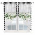 thumbnail image 1 of Green Eucalyptus Leaves Swag Valances for Windows 2 Pack, Kitchen Window Curtains 36 Inch Length, Vintage Art Farmhouse Wooden Privacy Swag Curtains for Living Room/Bathroom with Rod Pocket 36"x36", 1 of 8