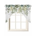 thumbnail image 1 of Green Eucalyptus Leaves Swag Valances for Windows, Small Curtains Drapes, Summer Botanical Weeping Kitchen Window Curtains Over Sink Rod Pocket Window Treatment Valance for Bedroom/Bathroom 56"x36", 1 of 5