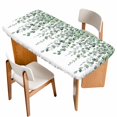 thumbnail image 1 of Green Eucalyptus Leaves Table Cloths for 5 Foot Rectangle Tables, Summer Botanical Weeping Watercolor Patio Waterproof Elastic Fitted Tablecloths, Washable Rectangular Table Cover for Camping, 1 of 8