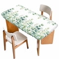thumbnail image 1 of Green Eucalyptus Leaves Table Cloths for 6 Foot Rectangle Tables, Watercolor Spring Summer Botanical Patio Waterproof Elastic Fitted Tablecloths, Washable Rectangular Table Cover for Camping, 1 of 8