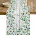 thumbnail image 1 of Green Eucalyptus Leaves Table Runner - 108 Inch Long Daisy Floral Summer Botanical Wooden Cotton and Linen Blended Dress Scarves Farmhouse Table Runner for Kitchen Dining, Coffee Table, 13" x 108", 1 of 8