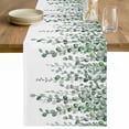 thumbnail image 1 of Green Eucalyptus Leaves Table Runner - 108 Inch Long Summer Botanical Weeping Watercolor Cotton and Linen Blended Dress Scarves Farmhouse Table Runner for Kitchen Dining, Coffee Table, 13" x 108", 1 of 8