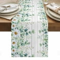 thumbnail image 1 of Green Eucalyptus Leaves Table Runner - 120 Inch Long, Kitchen Dining Table Runner Dresser Scarves, Daisy Summer Botanical Wooden Farmhouse Decor for Coffee Tables Wedding Party Banquet, 1 of 8