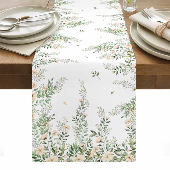 Green Eucalyptus Leaves Table Runner - 120 Inch Long, Kitchen Dining Table Runner Dresser Scarves, Spring Floral Weeping Farmhouse Farmhouse Decor for Coffee Tables Wedding Party Banquet