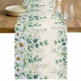 thumbnail image 1 of Green Eucalyptus Leaves Table Runner - 72 Inch Long Daisy Summer Botanical Farmhouse Cotton and Linen Blended Dress Scarves Farmhouse Table Runner for Kitchen Dining, Coffee Table, 13" x 72", 1 of 8