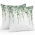 thumbnail image 1 of Green Eucalyptus Leaves Throw Pillow Covers 18x18 Inch Set of 2, Spring Pastoral Rustic Botanical Waterproof Outdoor Pillow Covers, Decorative Cushion Pillowcases for Couch, Sofa, Bed, Garden, Patio, 1 of 9