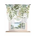 thumbnail image 1 of Green Eucalyptus Leaves Tie Up Curtains for Windows 45 Inch Length Balloon Curtains Kitchen Adjustable Balloon Window Shade Summer Botanical Weeping Tie Up Valance Bathroom Curtain Window 52"x45", 1 of 6