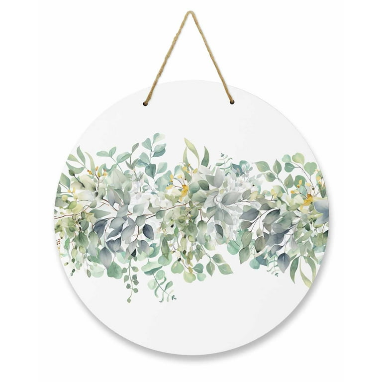 Green Eucalyptus Leaves Wreaths for Front Door, Rustic Wood