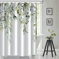 thumbnail image 1 of Green Eucalyptus Shower Curtain, Spring Watercolor Plant Leaves with Floral Shower Curtain for Bathroom Waterproof Fabric Shower Curtain Set with Hooks, 72x84 Inch, 1 of 1
