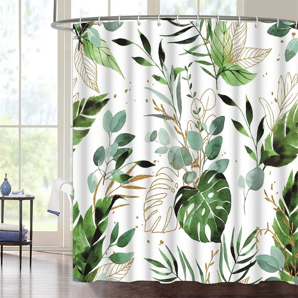 Green Eucalyptus Shower Curtain Watercolor Floral Plant Leaf Botanical