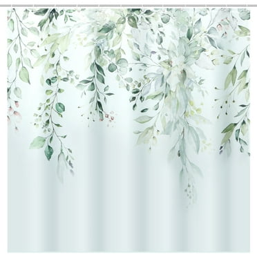 Goodwill Green Eucalyptus Shower Curtain Sets, Watercolor Leaves on The ...