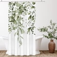 thumbnail image 1 of Green Eucalyptus Shower Curtain, Watercolor Leaves on The Top Plant with Floral Bathroom Decoration Shower Curtain Sets 72x72 Inch with Hooks, 1 of 6