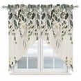 thumbnail image 1 of Green Eucalyptus Swag Curtains for Kitchen/Bedroom/Living Room, Farmhouse Weeping Leaves on Linen Scalloped Curtains 63 Inch Long, Rod Pocket Window Swag Topper Curtains Valances 2 Panels Set 36"x63", 1 of 8