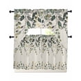 thumbnail image 1 of Green Eucalyptus Swag Curtains for Living Room/Bedroom Windows, Farmhouse Weeping Leaves on Linen Kitchen Curtains and Valances Set 36 Inch Length, Light Filtering Swags Valance Curtain Panels, 1 of 5
