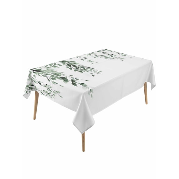 Green Eucalyptus Table Cloth, Waterproof Tablecloth for Rectangle Tables, Weeping Botanical Leaf Watercolor Reusable Washable Fabric Table Cover for Restaurant Kitchen Dining Tables 60"x120"