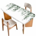 thumbnail image 1 of Green Eucalyptus Table Cloths for 4 Foot Rectangle Tables, Weeping Botanical Leaf Watercolor Patio Waterproof Elastic Fitted Tablecloths, Washable Rectangular Table Cover for Camping, 1 of 8