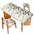 thumbnail image 1 of Green Eucalyptus Table Cloths for 6 Foot Rectangle Tables, Farmhouse Weeping Leaves on Linen Patio Waterproof Elastic Fitted Tablecloths, Washable Rectangular Table Cover for Camping, 1 of 8