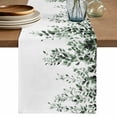 thumbnail image 1 of Green Eucalyptus Table Runner, Weeping Botanical Leaf Watercolor Washable Cotton Linen Table Runners 72 Inches Long, Dresser Scarf Runner for Dining/Coffee/Kitchen/TV Stands/Cabinets 13''x72'', 1 of 9