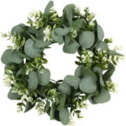 Green Eucalyptus Wreath 13Inch Artificial Eucalyptus Leaves Wreath Spring Summer Greenery Wreath for Front Door Wall Window Decor