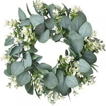 Green Eucalyptus Wreath Artificial Wreath Farmhouse Wreath for Door Wall Window Decor, 12in