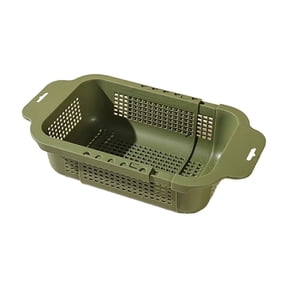 Green Everyday Versatile Expandable Plastic Colander Basket With Adjustable Size And Sturdy Build For Washing Produce In Kitchen