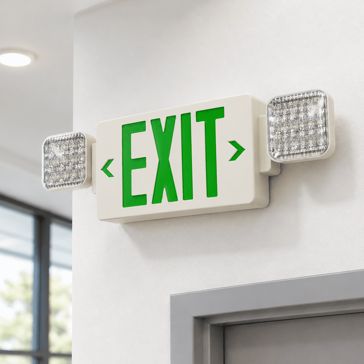 Green Exit Sign With Emergency Lights Led Light -up Ul Listed Ac 120 ...