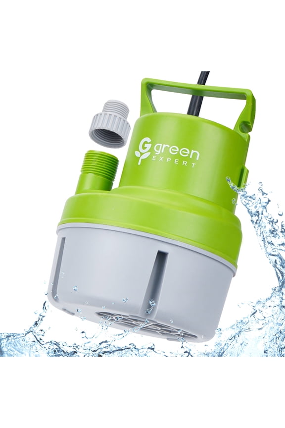 1/6HP Submersible Utility Pump with Multipurpose Adapter Kit, Full Corrosion Resistant, Vinegar/Pools/Salt Water Applicable, Easy to Use with Garden Hoses