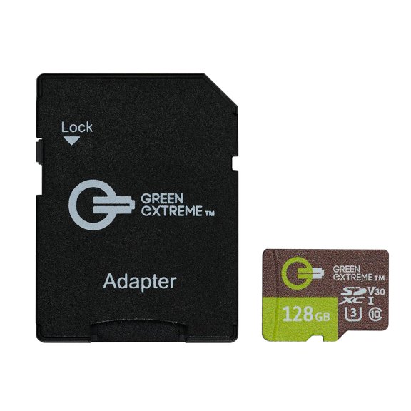 Green Extreme 128GB UHS-I U3 V30 microSDXC Memory Card with SD Adapter