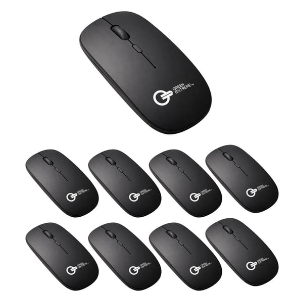 Green Extreme 10 Pack Wireless Ergonomic Mouse, Ergonomic Optical Mouse with Adjustable DPI, Rechargeable Silent Clicks Bulk Value Pack (Black)