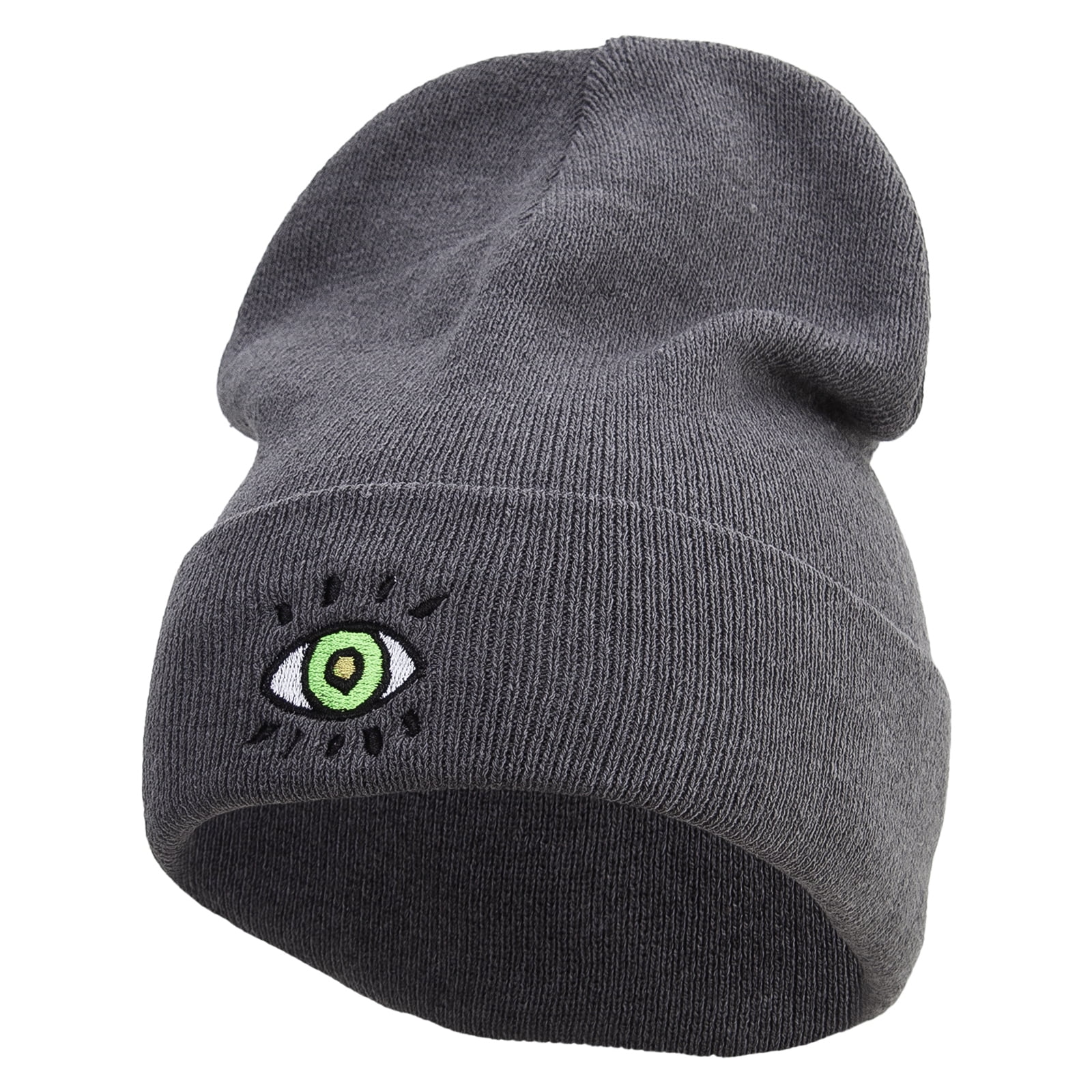 Porcini Shroom Embroidered 12 Inch Long Knitted Beanie - Olive