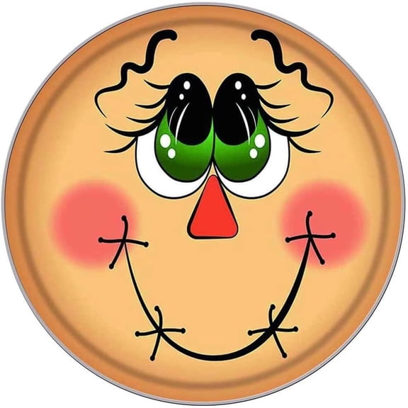 Green Eyed Scarecrow Face Round Tin Sign Wreath Decoration Porch Hanging Home Dcor 8"x8"