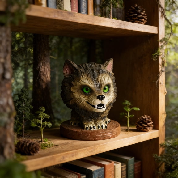Green Eyed Wolf Resin Figurine, Luminous Howling Wolf Ornament with Detailed Texture for Gothic Wilderness Home Decor, Mystical Desktop Mantel Display, Collector Gift for Nature Mythology Enthusiasts