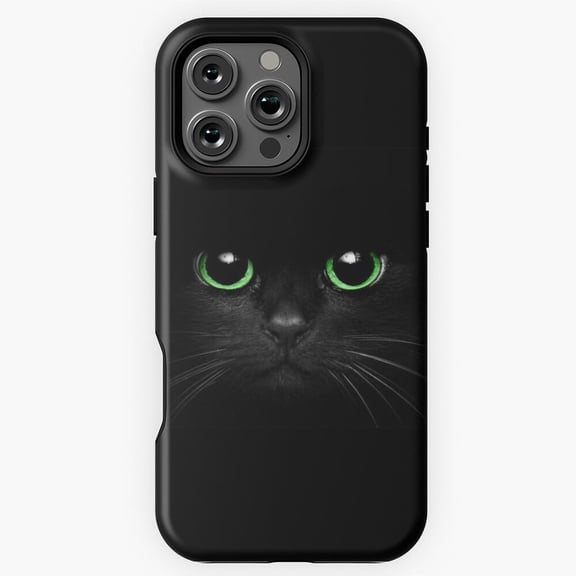 Green Eyes Black Cat Halloween Animal Photo iPhone 11 12 13 14 15 16 17 Pro Max Case