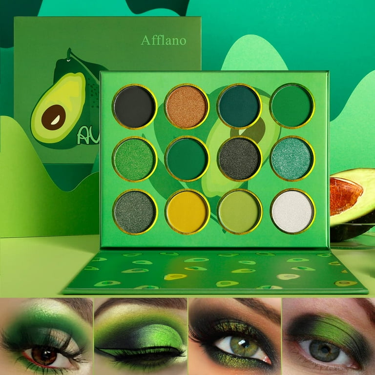 Green Eyeshadow Palette Green Eyes Makeup Highly Pigmented Eyeshadow Green Makeup Pallet Matte Shimmer Blendable Gold Yellow Smoke Emerald Dark Avocad