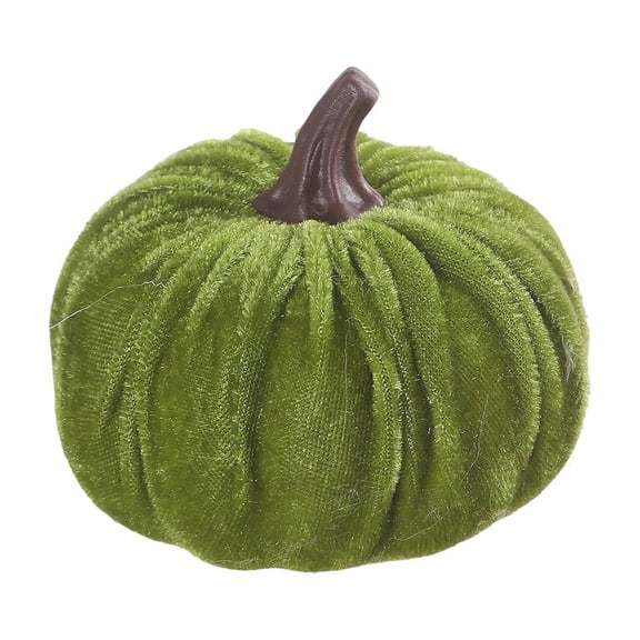 Green Fabric Artificial Pumpkins Faux Flocked Pumpkins Fall Halloween Thanksgiving Decor