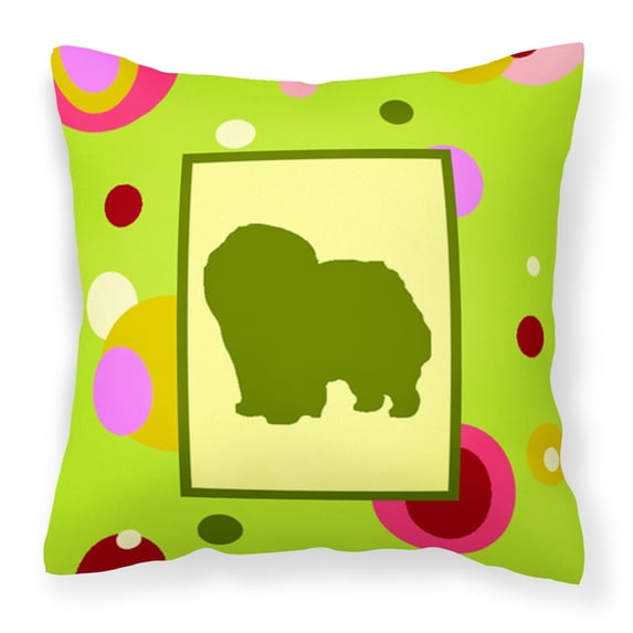 Green Fabric Decorative Pillow with Dog Silhouette
