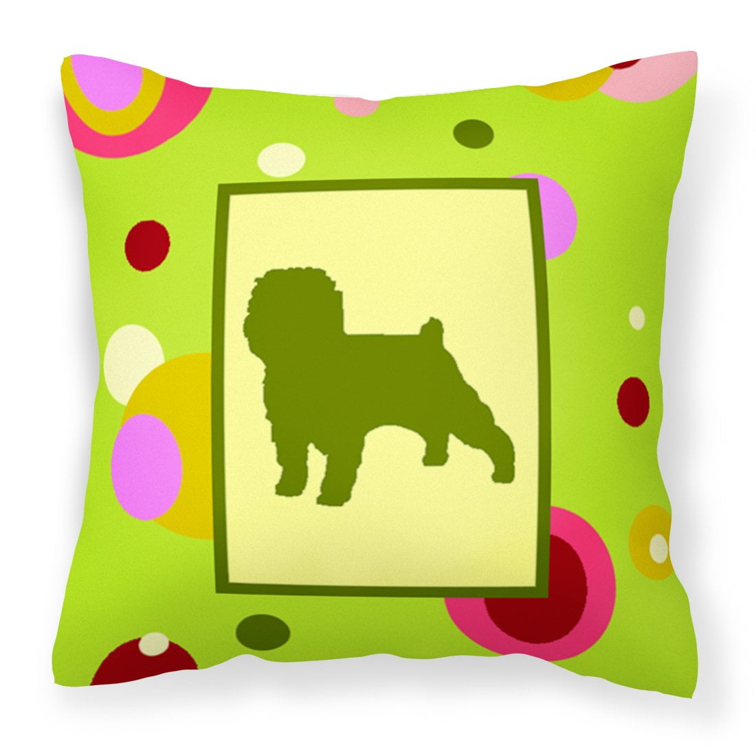 Green Fabric Decorative Pillow with Dog Silhouette