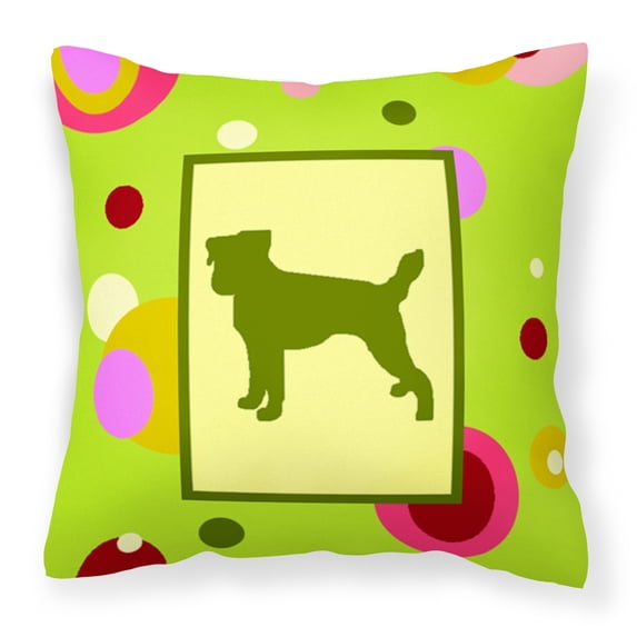 Green Fabric Decorative Pillow with Dog Silhouette