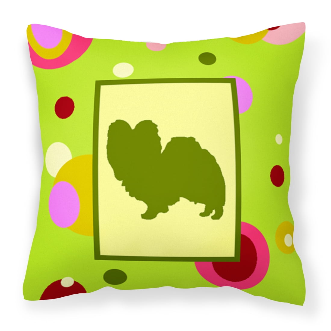 Green Fabric Decorative Pillow with Dog Silhouette