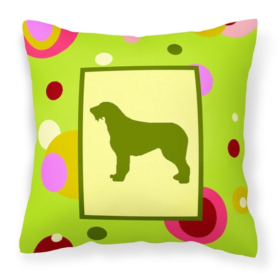Green Fabric Decorative Pillow with Dog Silhouette