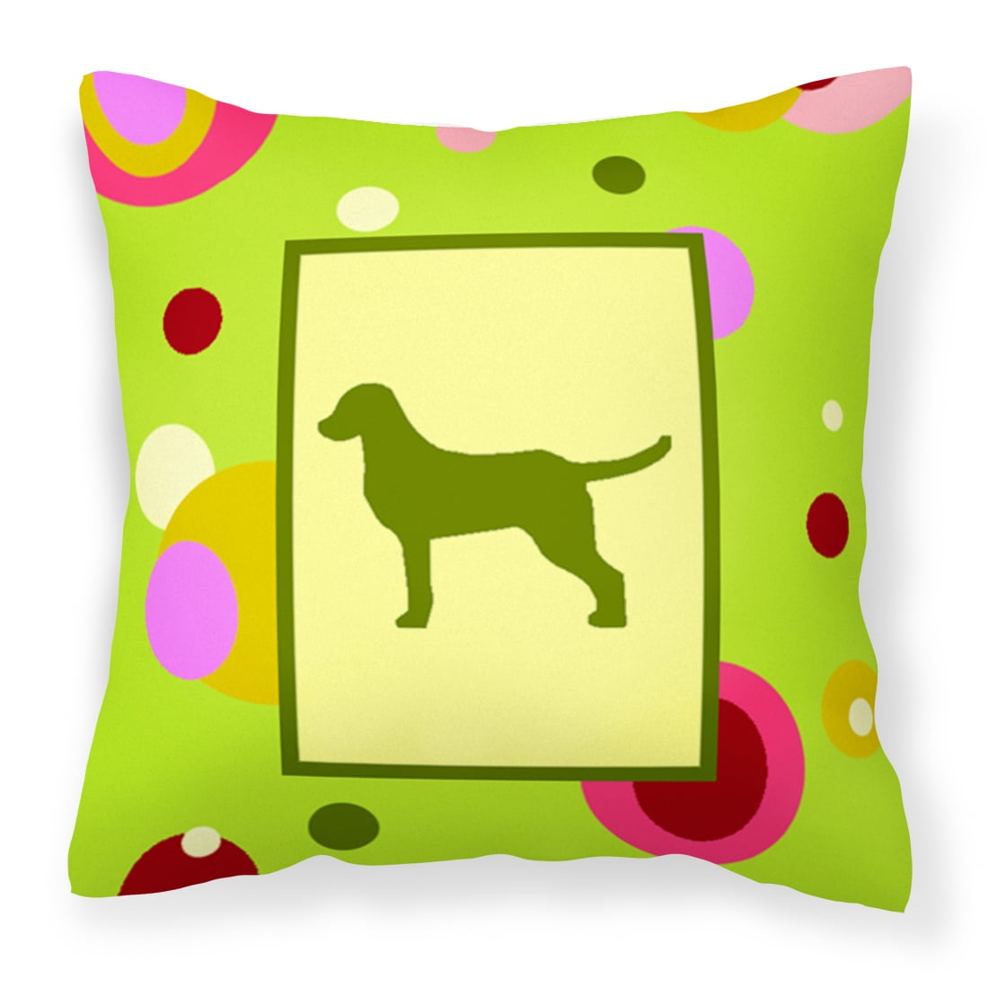 Green Fabric Decorative Pillow with Dog Silhouette